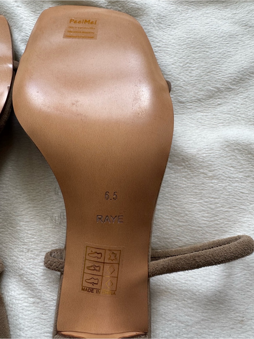 RAYE Katie sandal in light tan suede kitten heel - Picture 7 of 10